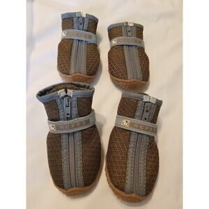 HCpet Small Dog Boots #5 Strap & Zip-Close Brown Mesh.Rubber Soles NEW 22-27.6#